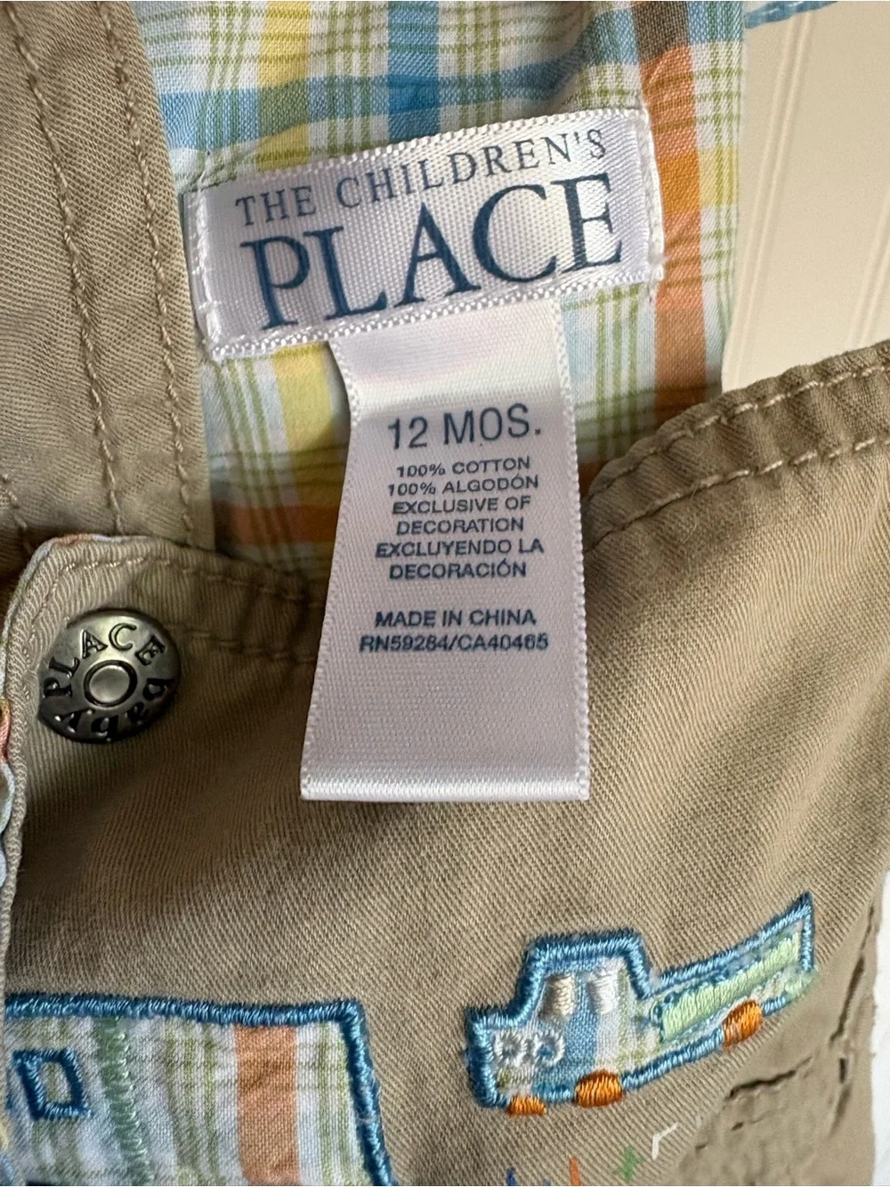 VTG Y2K COTTON CHILDRENS PLACE 12 MONTHS ✨ truck print cargo overalls VGUC